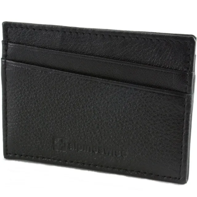 Alpine Swiss RFID Blocking Mens Leather Wallet Slim Front Pocket Flat Card Case