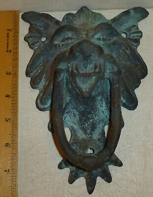 VTG Brass Bronze Large Werewolf Gargoyle Demon Head Door Knocker 8" x 5.5" Heavy