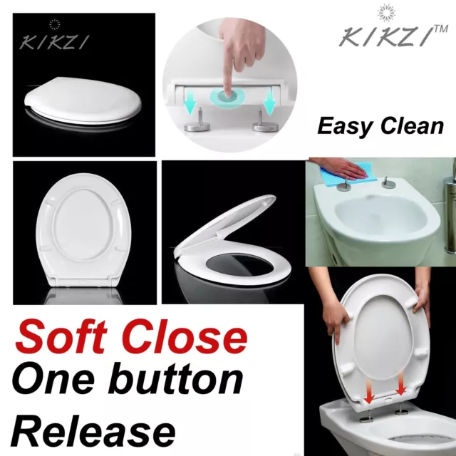 Luxury Slow Soft Close White Oval Bathroom Toilet Seat With Metal Fixing Hinges