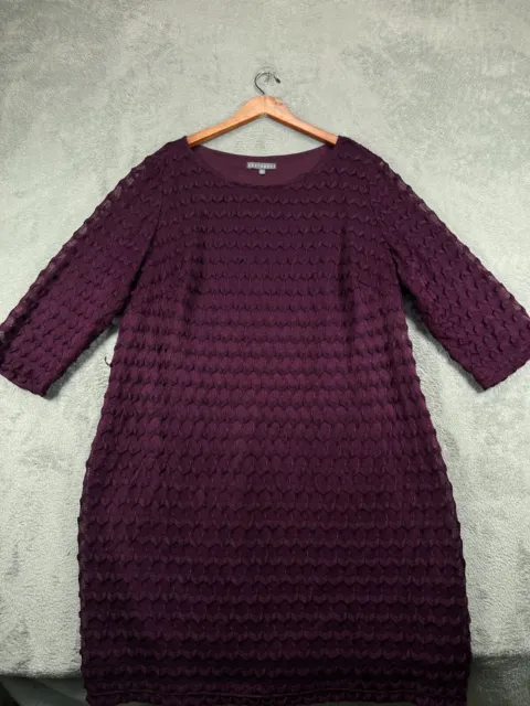 Womens Dresses 22W Plus Sharagano Purple Textured Sheath Shift Lined Pullover