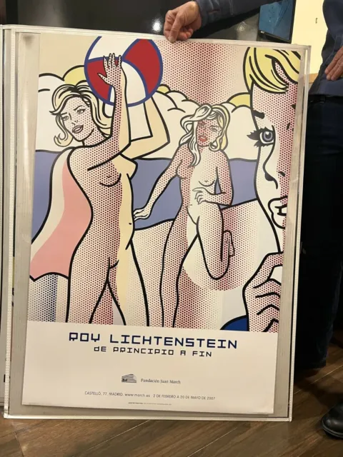 Cartel Pop Art original 2007 de Roy Lichtenstein  " Desnudos con pelota de playa