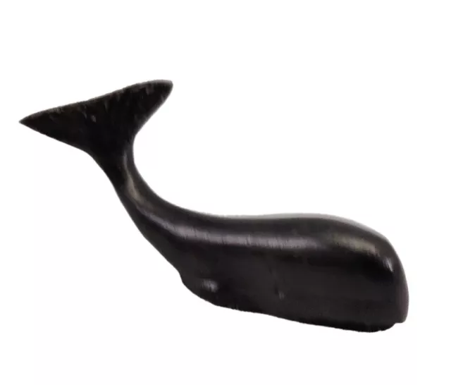Cast Iron  Small Black Whale Figurine Paperweight