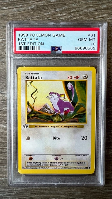 Rattata 1st Edition Basisset 1999 Pokemon bewertet PSA 10 *Edelstein neuwertig*