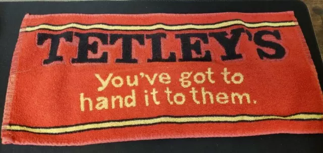 Vintage Tetley's Bar Towel Pub Beer Man Cave "You've got to hand it to them"