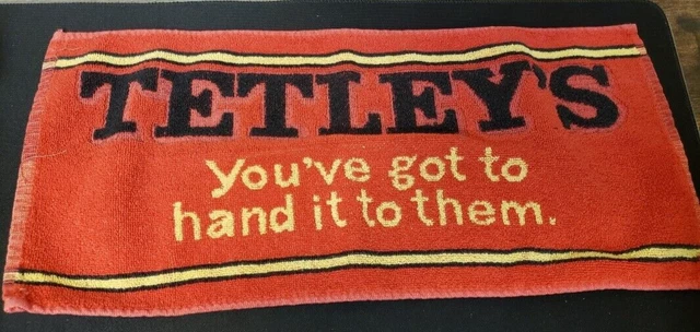 Vintage Tetley's Bar Towel Pub Beer Man Cave "You've got to hand it to them"