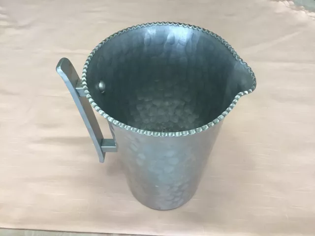 Vintage Cromwell Hand Wrought Hammered Aluminum Pitcher.