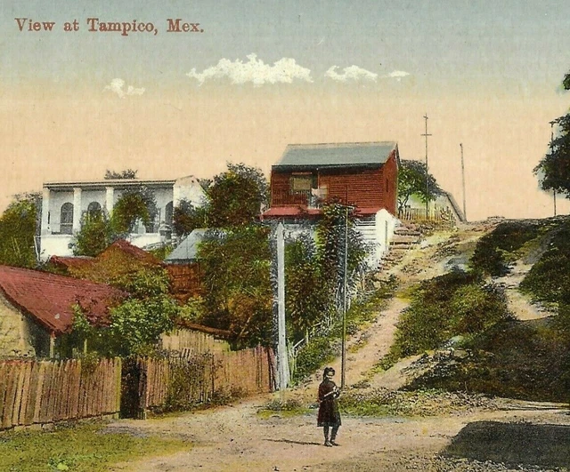 POSTCARD TAMPICO MEXICO Small Girl Houses Tinted J.F Tannenberger 1910s