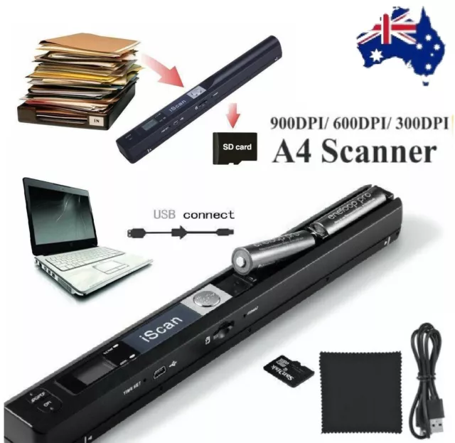 900DPI Wireless Portable Document Photo Scanner Mobile Handheld Color Scanning