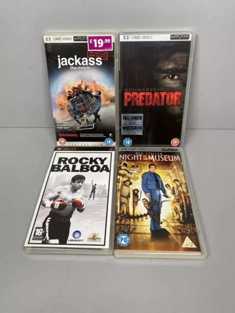 4 Sony Psp Films UMD Video, Jackass The Movie, Predator, Rocky Balboa, Night At