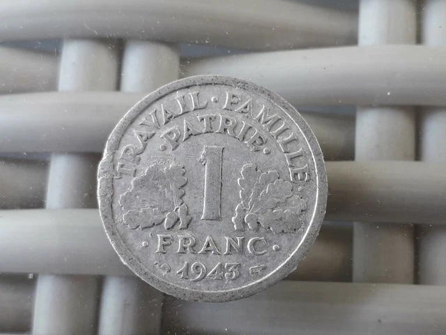 ANCIENNE PIECE EN alu 1 FRANC 1943 old coin collection monnaie RF EUR 1