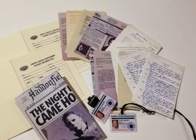 1/6 SCALE Mini Michael Myers HALLOWEEN Smith's Grove Paperwork with 2 Loomis IDs