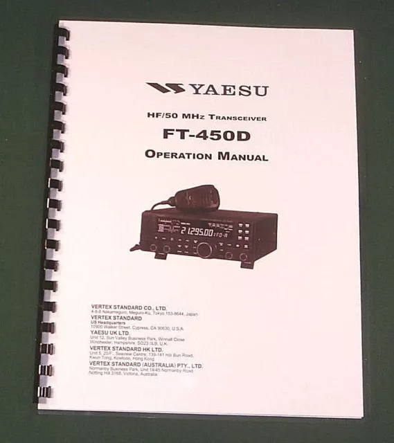 Yaesu FT-450D Operation Manual - Premium Card Stock Covers & 32lb Paper!