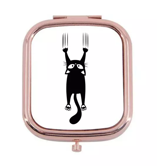 FUNNY CAT  Compact Mirror Pocket Handbag Makeup Mirrors  PREMIUM ROSE-GOLD