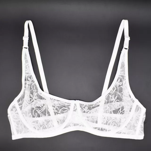Sexy Womens Bra See Through Sheer Lace Lingerie 1/4 Cups Open Top Underwear
