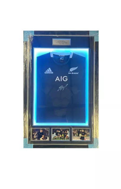 Framed Sonny Bill Williams Signed New Zealand All Blacks Home Rugby Shirt