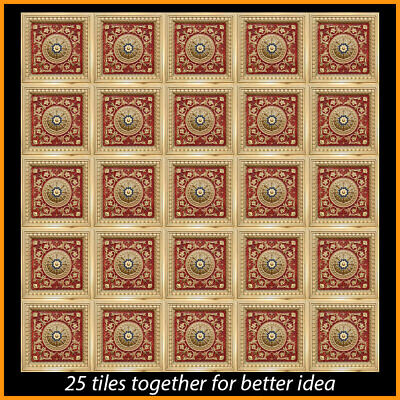 3D Tin Look D1215 Gold Red Blue PVC Drop In Ceiling Tiles 2x2 Lot of 25 Pcs 2