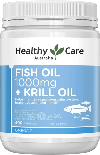 New Fish Oil 1000mg Plus Krill Oil 400 Softgel Capsules | Helps maintain cardio