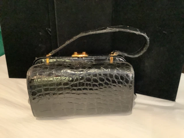 Incredible Vintage Authentic Sign Miltch Black Alligator Unique Shape Handbag Nr Incredible Vintage Authentic Sign Miltch Black Alligator Unique Shape Handbag Nr