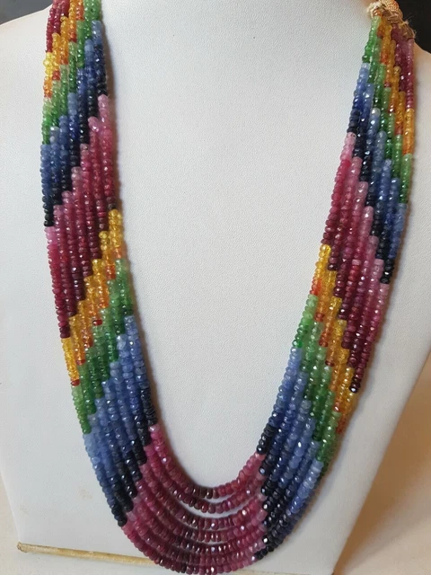 AAA Naturel Multi Précieux Rondelle À Facettes Collier 3 À 4mm Collier 7...