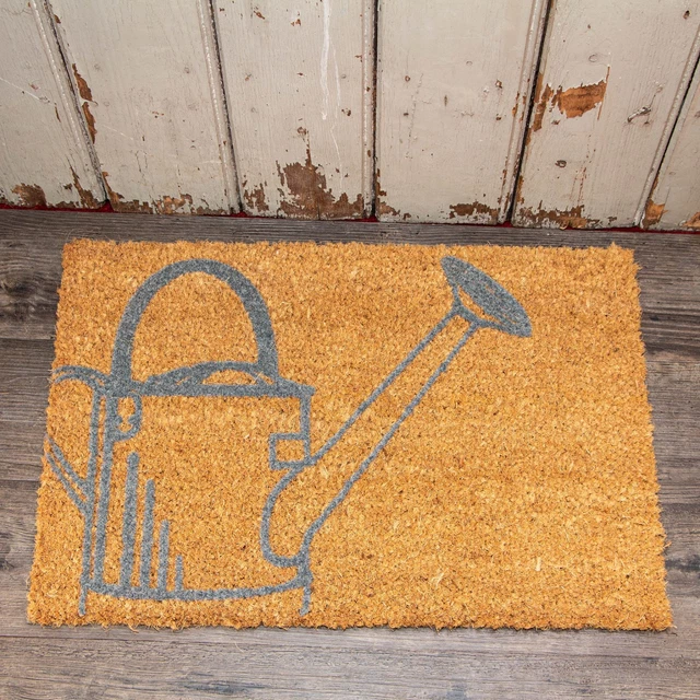 Matte für den Hauseingang, Türmatte im Landhausstil, aus Kokos, Gießkannenmotiv