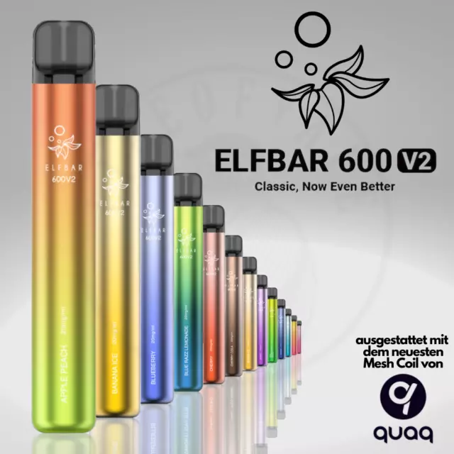 ELFBAR 600 V2 E-Zigarette E-Shisha mit 20mg Nikotin E-Liquid I Einweg Vape