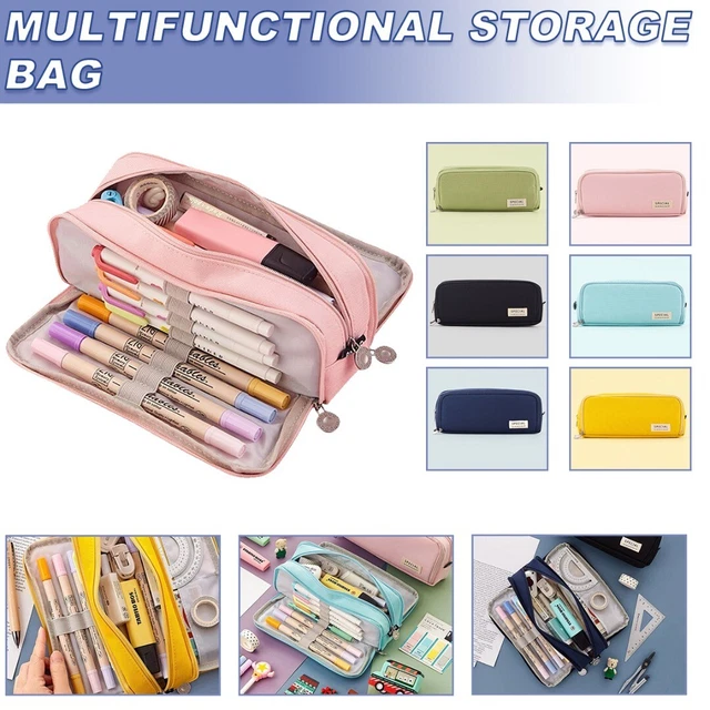 Zipper Pencil Case Large Capacity Pouch Double Side Organizer Makeup L