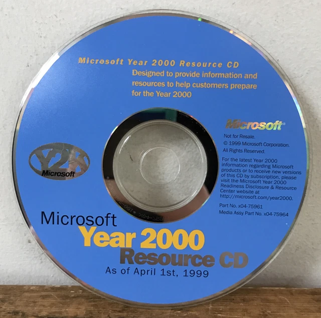 Microsoft Project 2000 Eng Cd R CD DE RESSOURCES vintage 1999 Microsoft année 2000 logiciel Y2K EUR 22 ...