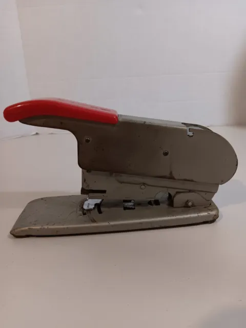 VINTAGE BATES RED Model C Stapler With Partial Wire Spool Works