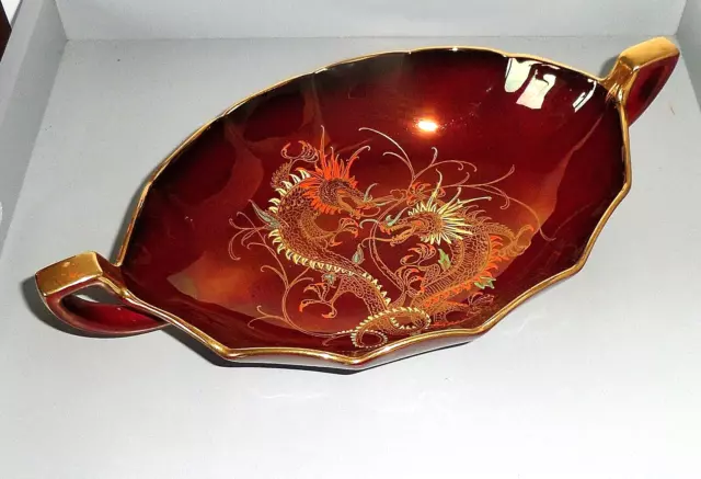 Crown Devon Fieldings Rouge Royal Dragon Oval Dish Double Handles 12"