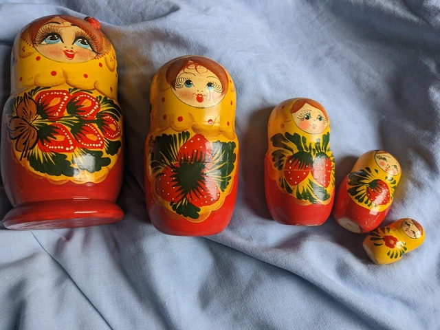 Matriochka Ciam 10 Pièces – Poupée Russe Peinte à La Main – Motif Fleurs Vert – 13 Cm