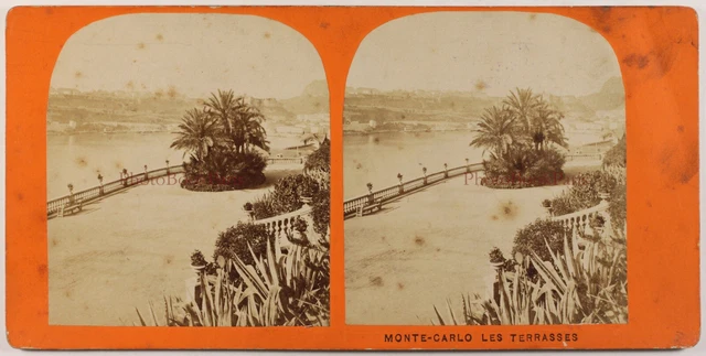 Monaco Monte-Carlo Die Terrassen C1870 Stereo Vintage Albumin photos