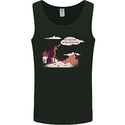Peeing Dog in the Mountains Funny Mens Vest Tank Top