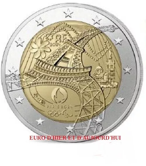 Prevente 2 Euro France 2024 Sous Capsule  Tour Eiffel Jo 2024 Flamme Olympique