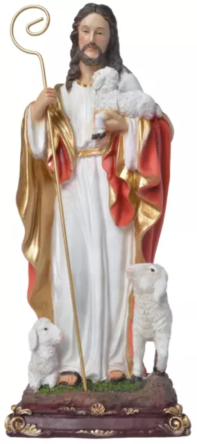 40cm Hand-Painted Shepperd Jesus Resin Statue Religious Gift Decoration