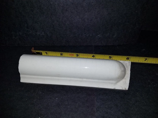 Trent 1900s Bullnose End tile Crazed Off White Antique 1 piece
