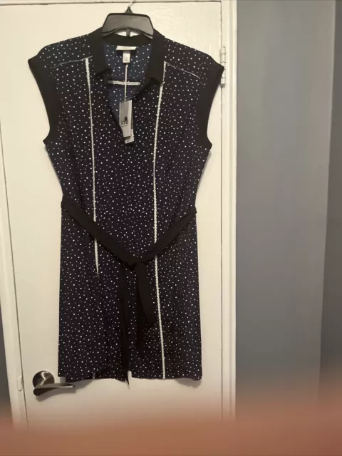 NWT JASON WU X TARGET 20th ANNIVERSARY NAVY POLKA DOT PLEAT BUTTON DOWN DRESS