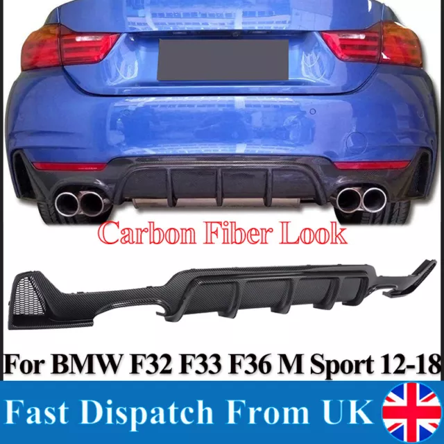 For BMW 4Series F32 F33 F36 M Sport Quad Exhaust Rear Diffuser Carbon Look 14-18