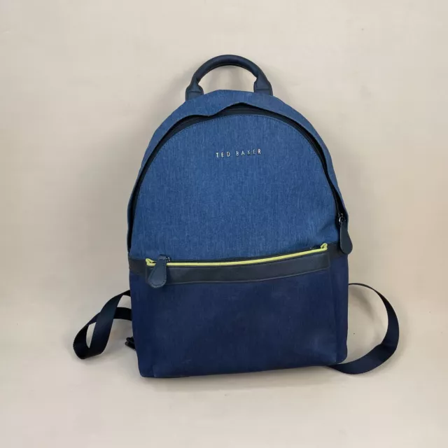 Ted Baker Rucksack Bag Backpack Zip Up Blue Medium Laptop Work Satchel Mens