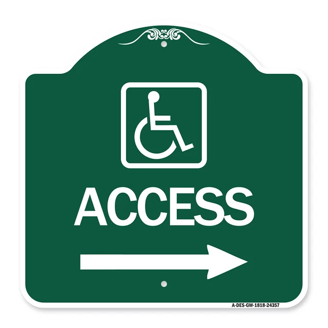 Designer Series - Access (With Updated Isa Symbol and Right Arrow) Metal Sign