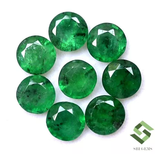 5 mm Certified Natural Emerald Round Cut Lot 08 Pcs 3.14 CTS Loose Gemstones