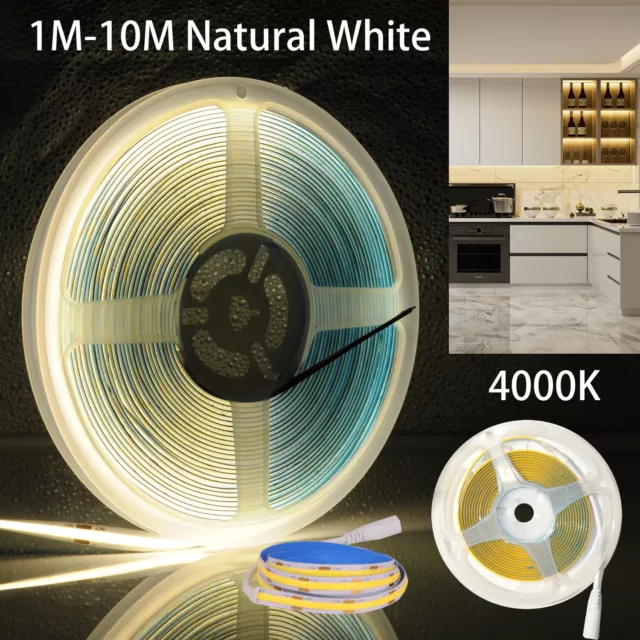 DC 12V COB LED Strip Light Naturle White 4000k Flexible Tape Lamp High Density