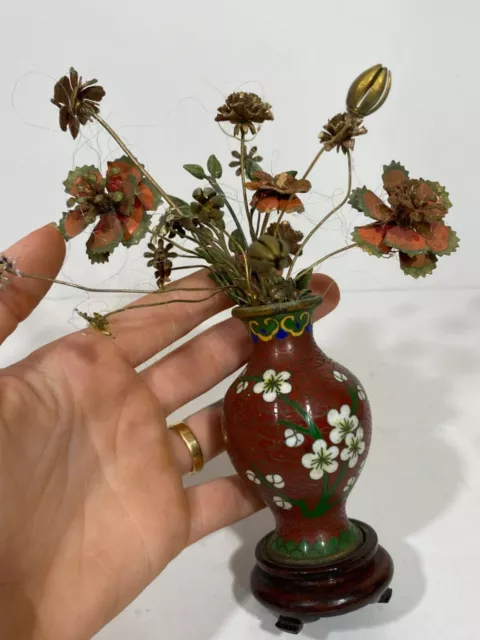 Chinese Miniature Cloisonné Floral Bouquet Vase