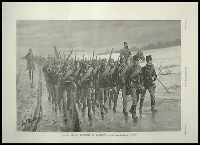 Gravure Armee Hongroise Autriche Hongrie Militaire 1888