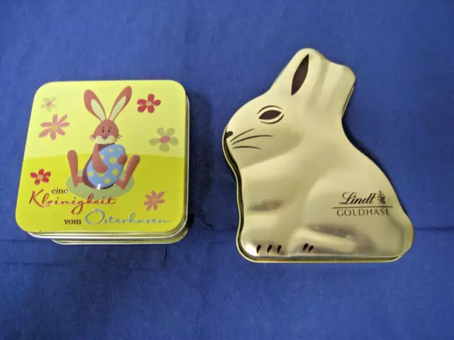 BLECHDOSEN OSTERN - 2 Stück - Lindt Goldhase - Bader - aus Sammlungsauflösung