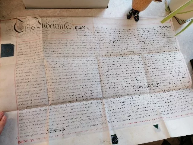 1500-1600s Large Vellum Handwritten Indenture Manuscript Legal Document Old  - C9