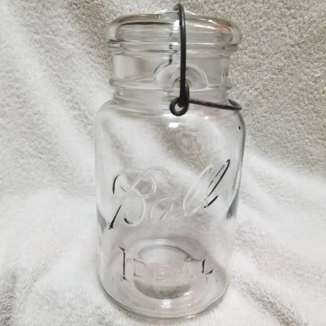 Ball "Ideal" Clear Canning Jar With Lightning Closure And Metal Bail