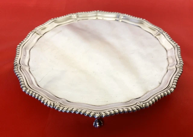 1966 Sterling Silver Salver / Card Tray BIRMINGHAM Barker Ellis Silver Co 323g