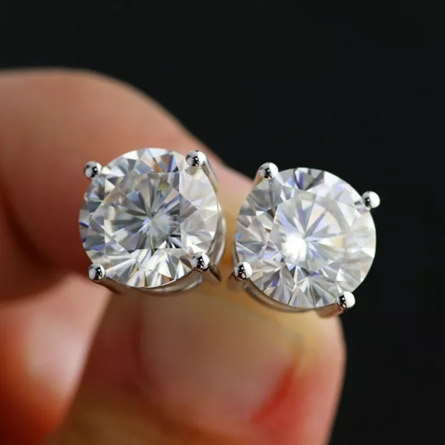 3Ct Round Cut White Diamond Women Engagement Stud Earrings 14K White Gold Finish