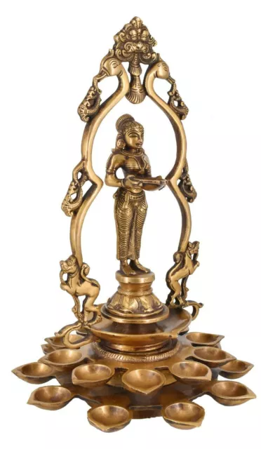 Whitewhale Brass Deeplaxmi Statue Oil Lamp Laxmi Diya Holding Lady Home Decor 3