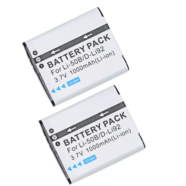 2X Battery for Olympus Li-50B 50B & Tough TG-820 TG-830 iHS TG-835 TG-850 TG-870